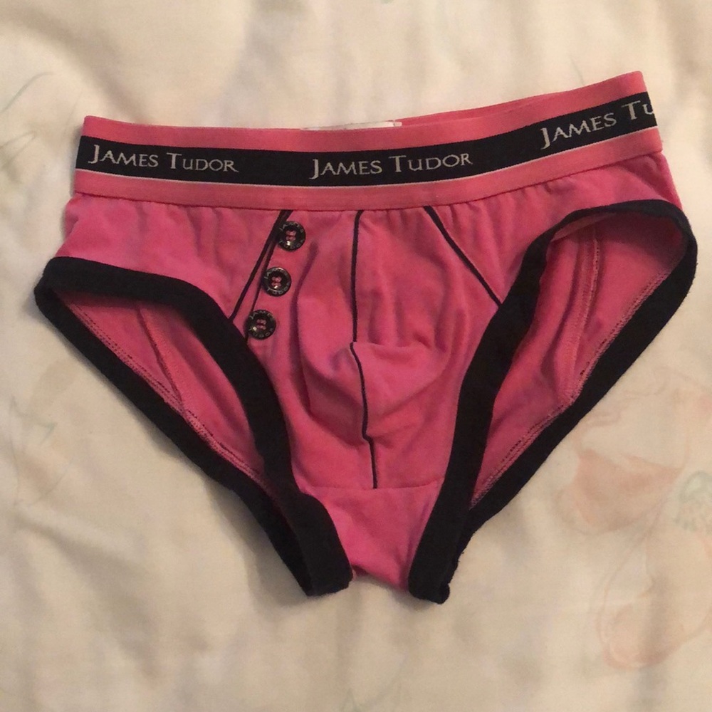 Pink briefs with button details